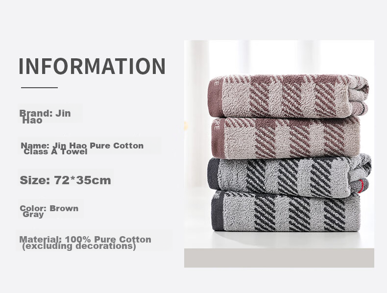 KING SHORE Towel, Satin Thickened Pure Cotton Towel, Class A Standard Sports Face Towel, 2-Pack, 72*36cm, 125g/piece 7
