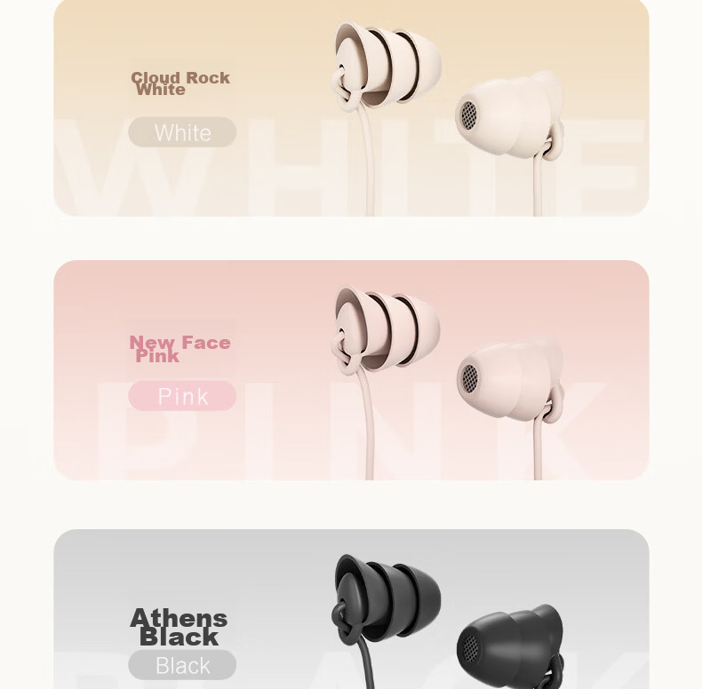 IKF Sleep Wired In-Ear Sleep Headphones Side Sleep Noise Cancelling Soft Earphones with Mic 3.5mm for Apple Android Yunyan White 27