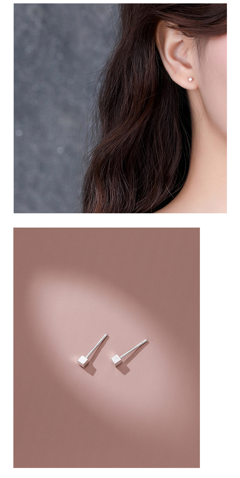 Dijing 999 Sterling Silver Stud Earrings for Women, Ear Hole Jewelry Gift Box, One Week Earrings, Ear Bone Studs, Simple And Elegant Set Box Earrings 6