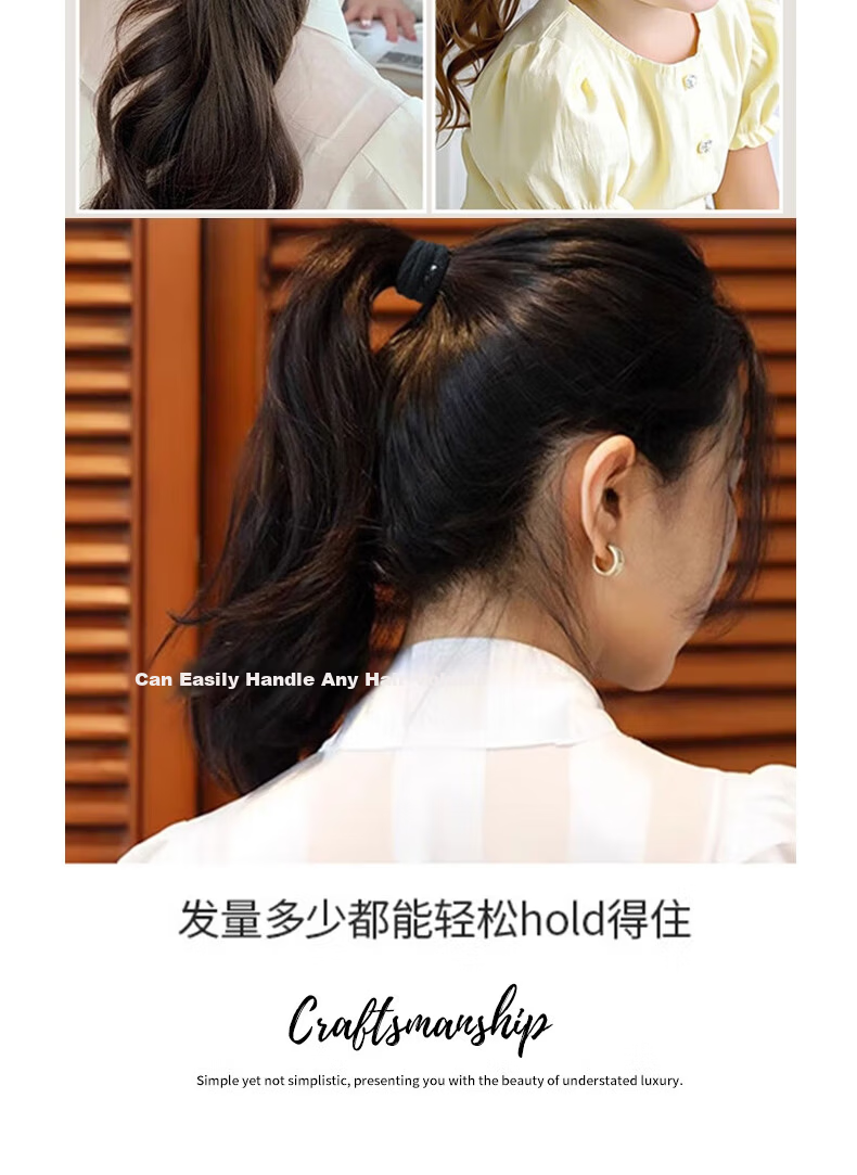 Jianyingshu Thick High Elasticity Black Bead Hair Ties 10pcs Durable Simple Hair Bands Rubber Bands for Hair Styling 7