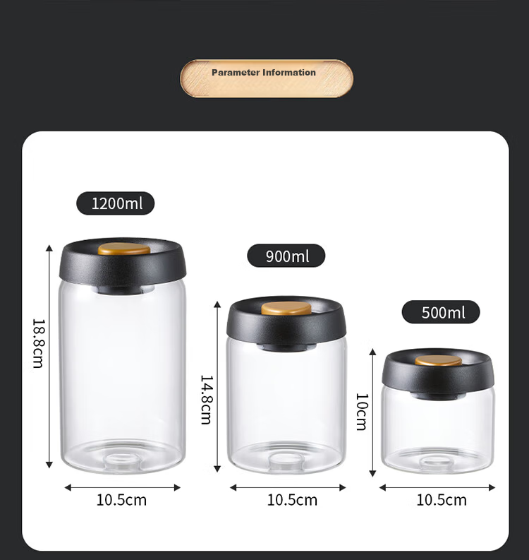 Baijie Coffee Bean Storage Jar, Vacuum-Sealed Container, High Borosilicate Glass, Nut And Tea Storage Canister, 900ML 13