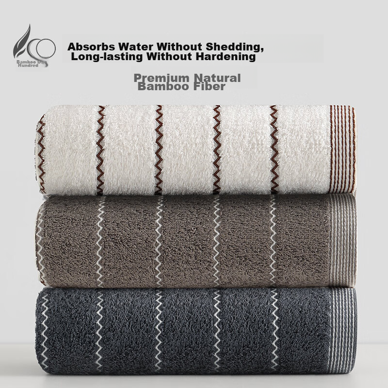 Bamboo Fiber Towel Set of 3, Thick Absorbent Bath and Face Towels for Adults, Non-shedding, Quick-drying Hand Towels 34*72cm