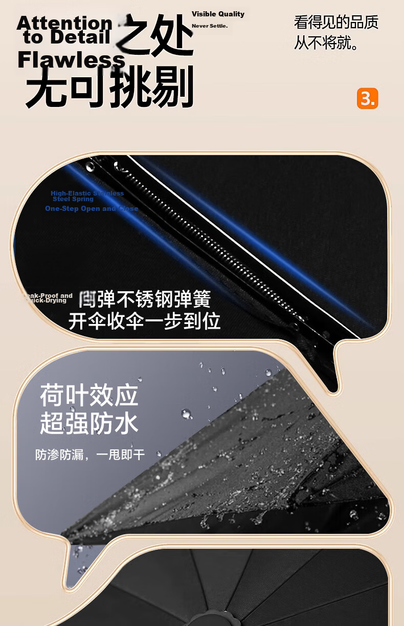 Maoli Dual-Use Automatic Umbrella, 16 Ribs, Black Rubber Coating, Impact-Resistant Fabric, Windproof Reinforced Sun Umbrella 19