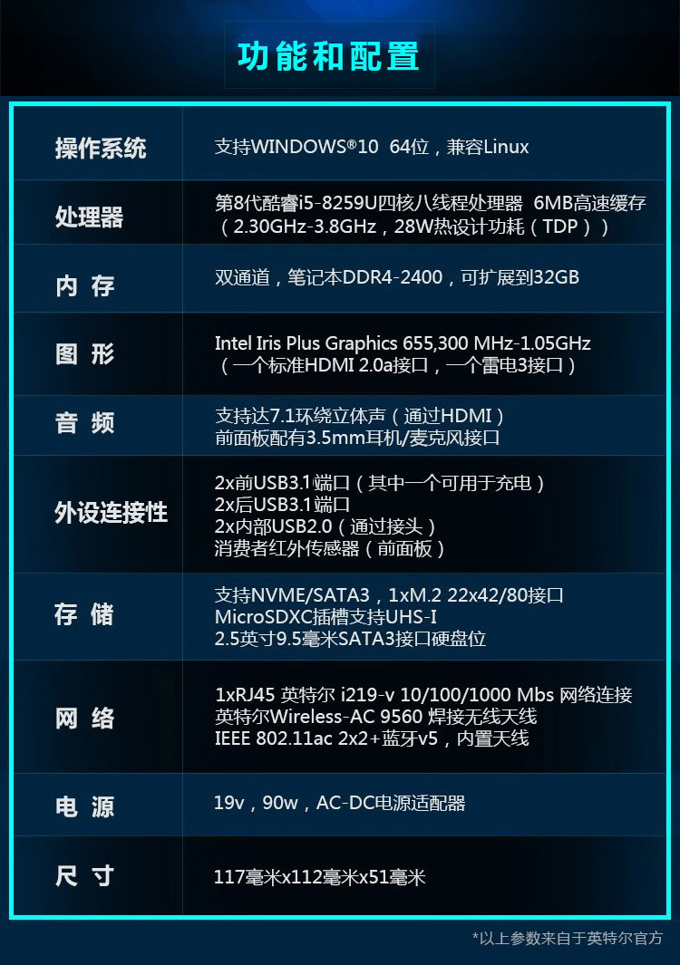 英特尔 NUC8i5BEH6 迷你主机 图4