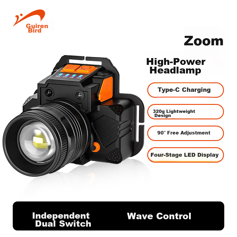 Guirenniao Rechargeable Sensor Headlamp Super Bright Headlight Long Battery Life Outdoor Fishing