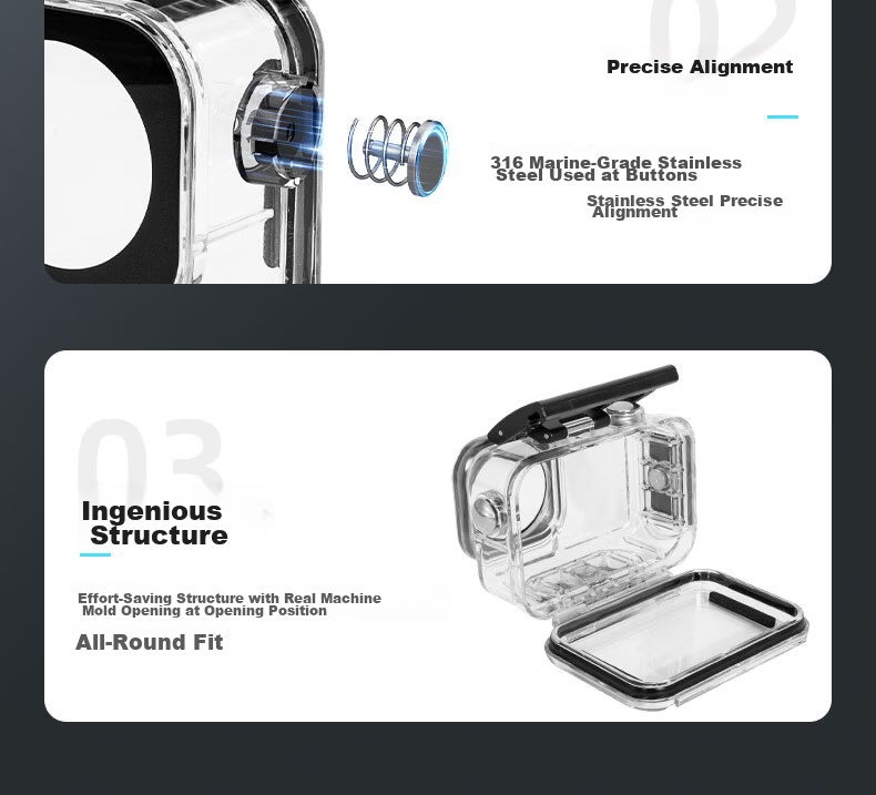 REYGEAK Waterproof Case for DJI Action 6 Magnetic 60m Underwater Diving High Transparency Anti-Fog Protective Cover 9