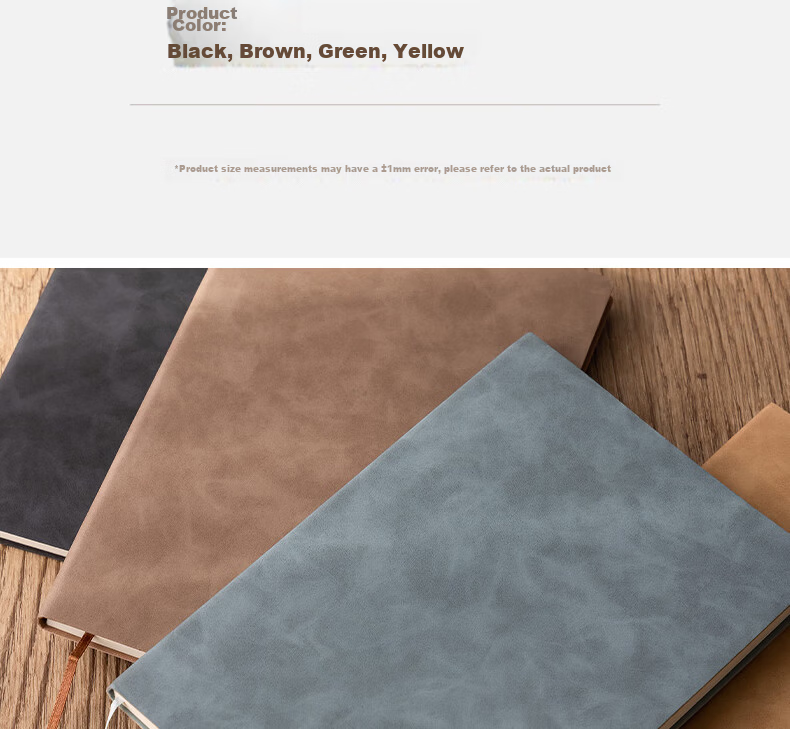 Deli Customizable Notebook Fashionable Leather Cover Business Soft Sheepskin Diary Thickened Meeting Notes A5/80 Sheets Green BP107 19