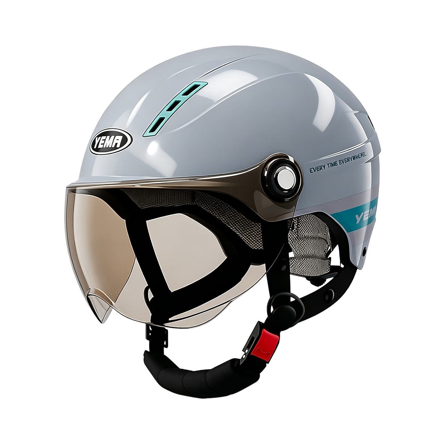 YEMA 3C Certified 359S Electric Motorcycle Helmet, Unisex Summer Sun Protection Half Helmet, All-Season Universal Safety Helmet, New National Standard, Yuedonghua + Coffee Short