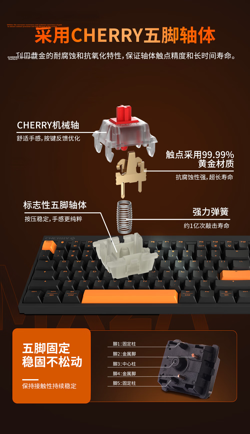CHERRY MX2.0 PRO Mechanical Keyboard 108-Key Wireless Bluetooth Tri-Mode Gaming Keyboard for PC Office Valorant Delta Sky Blue Switch 6