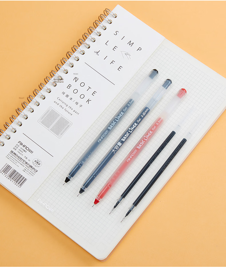 AIHAO Large Capacity Gel Pen 0.5MM Full Needle Tube Crystal Blue Gel Pen Signature Pen, Integrated Pen Tip And Body, 12 Pens/box, 8761 10