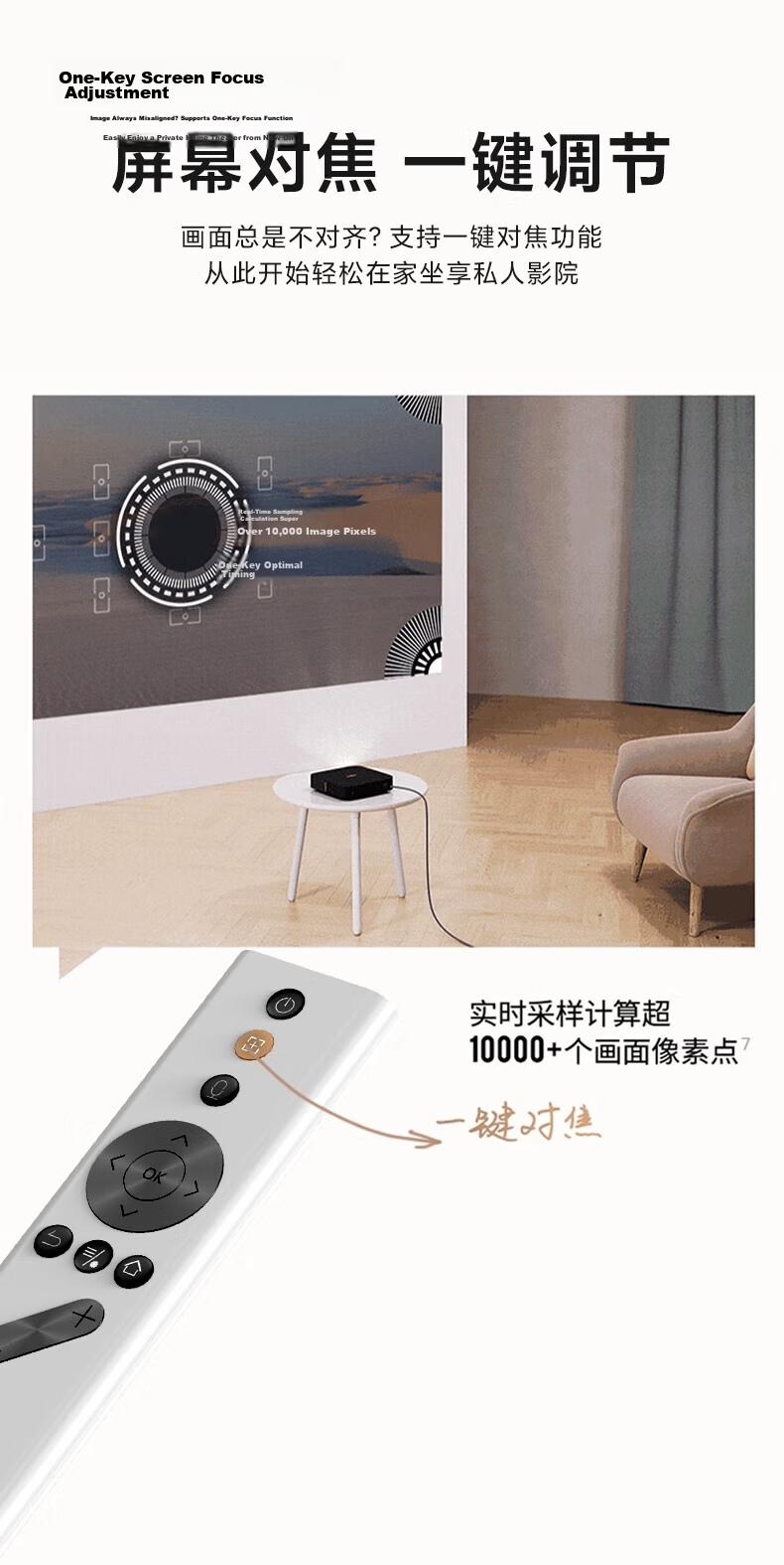 Beishi Universal Remote Control for XGIMI Projectors, Compatible with H1/H2/H3/Z4X/Z6X/Z8X/CC Screenless TV Set-Top Box, One-Touch Focus 9