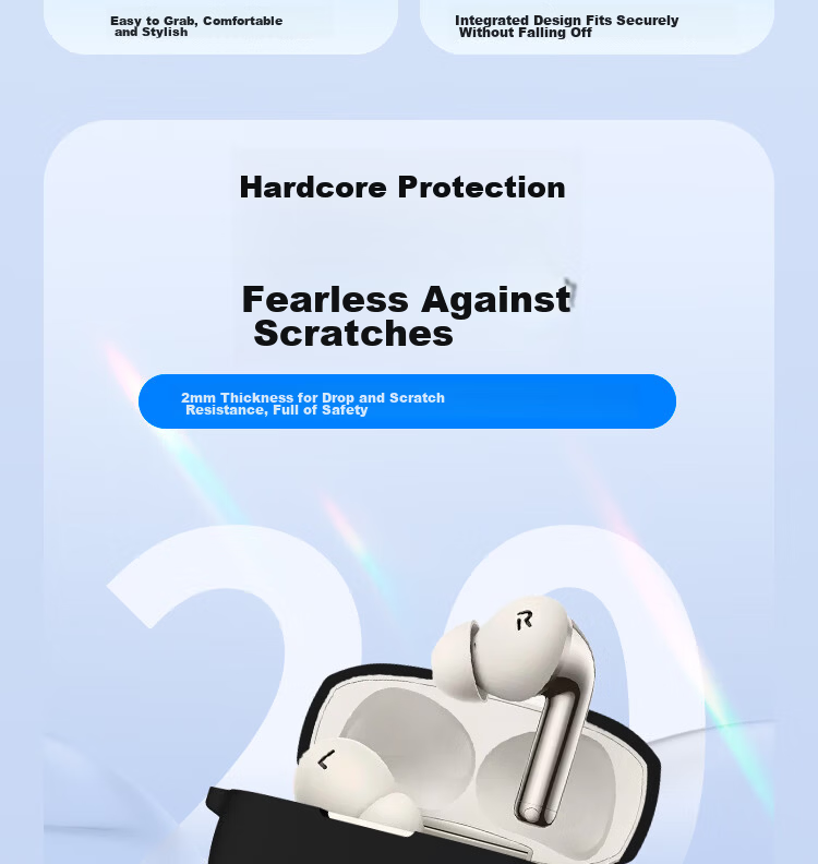 ESCASE Protective Case for OPPO Enco Air4 and Air4 Pro Wireless Bluetooth Earphones, Shockproof, Dustproof, Silicone, Unisex, Anti-Stain, Wear-Resistant, Black with Lanyard 5