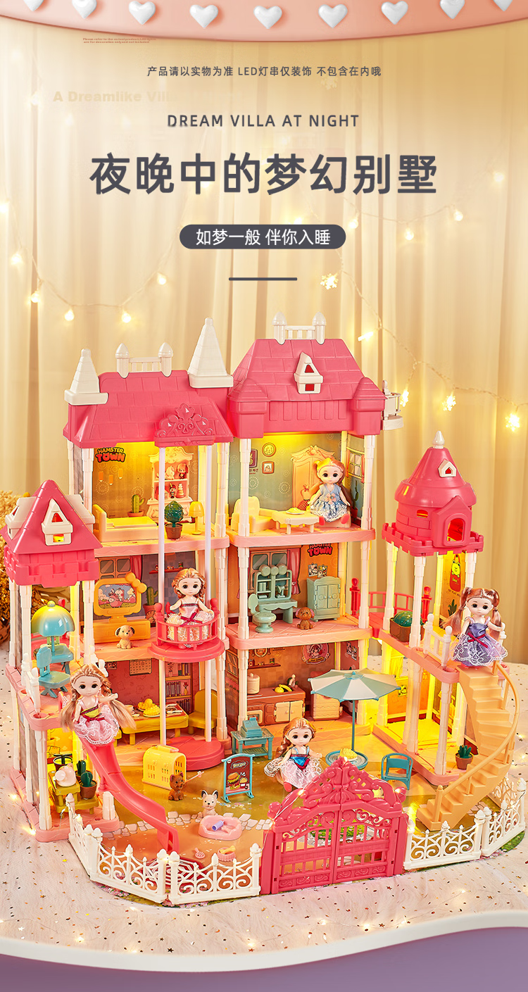 YaSiNi Doll Villa, Children's Toy, Girl's Transformable Castle, Dress-Up Dolls, Pretend Play, DIY Birthday Gift 2