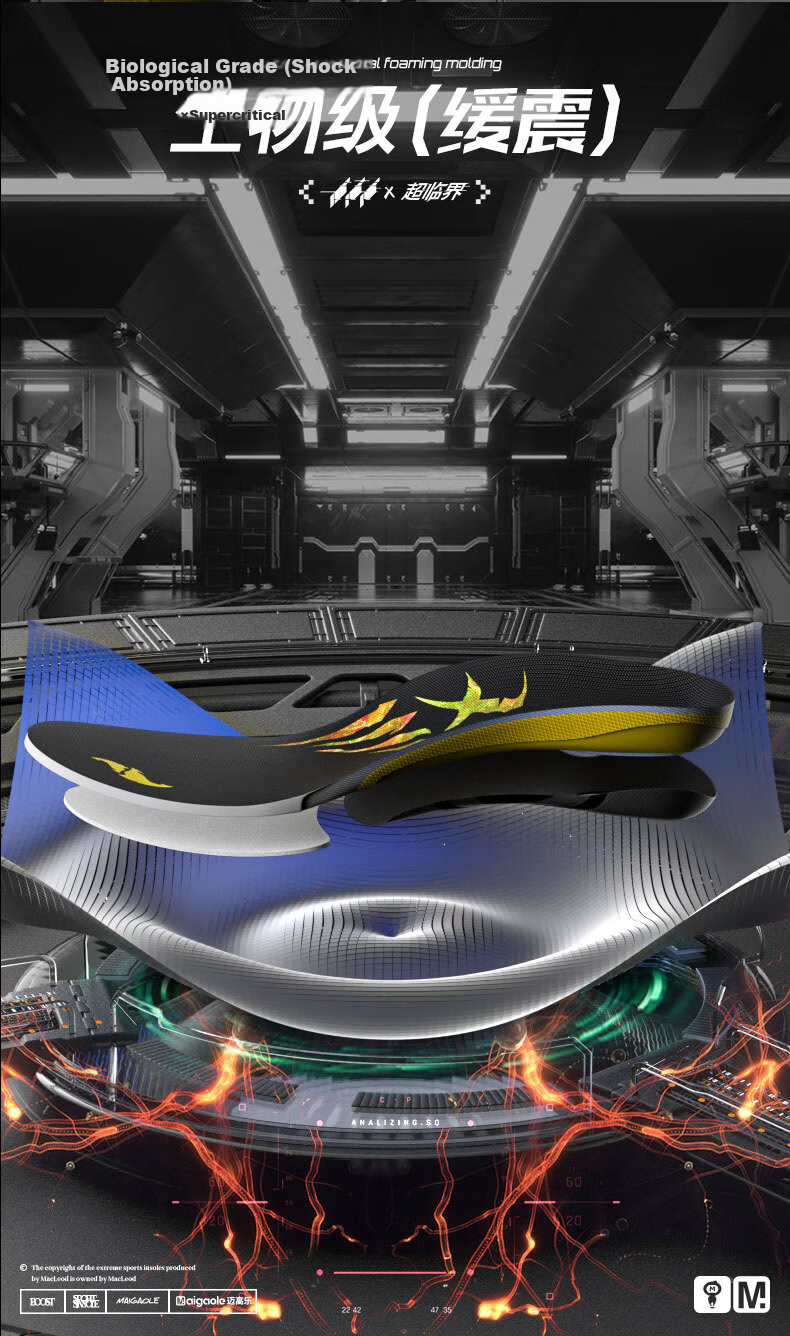 Maigaole Supercritical, Approximately 80% High Rebound, Explosive Arch Support, Basketball Sports Shock-Absorbing Pain-Preventing Insoles, Size 35-37 6