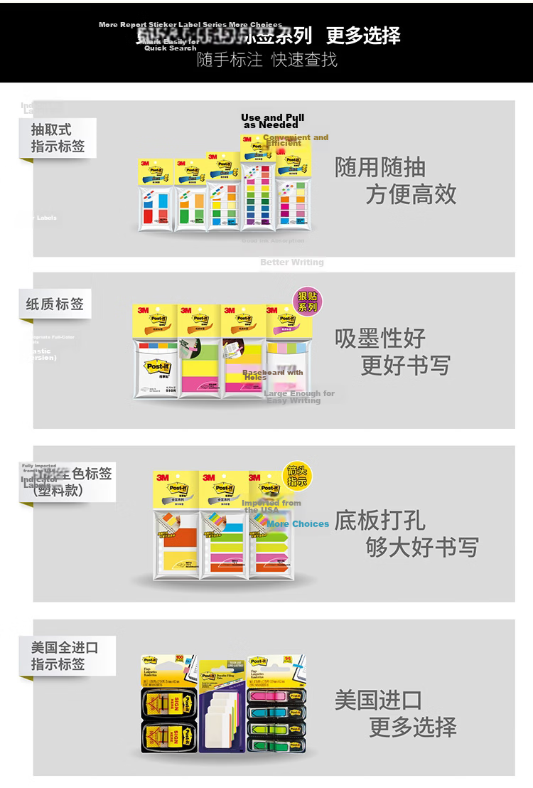 3M [Lowest Price Online] Sticky Notes, Memo Pads/Note Paper/Transparent Index Labels, Office Supplies, 683-6CF Pull-Out Labels (6 Colors) 15