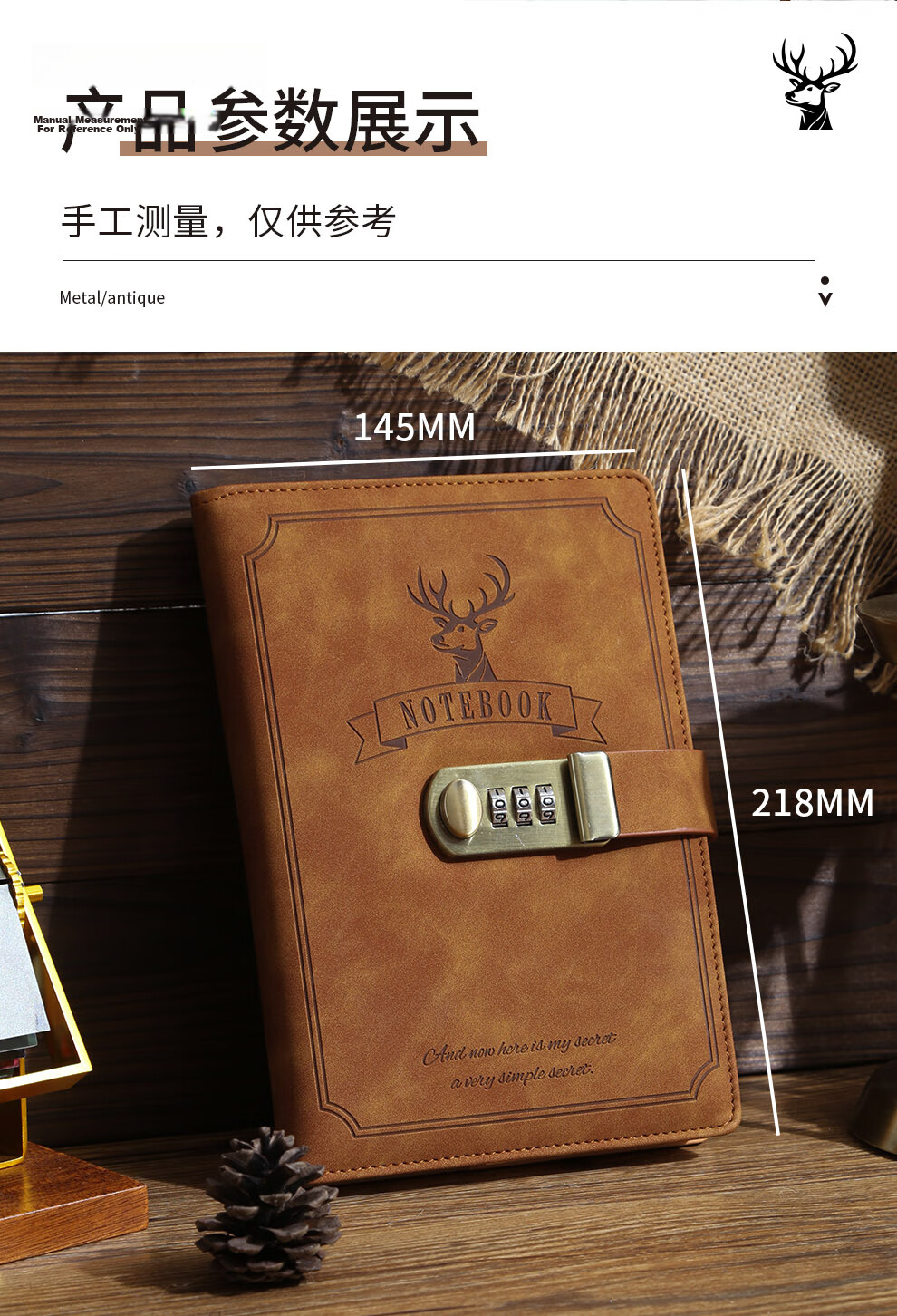 Faramon Vintage Lockable Creative Diary Notebook Simple A5 Thickened Journal Student Stationery Red 10