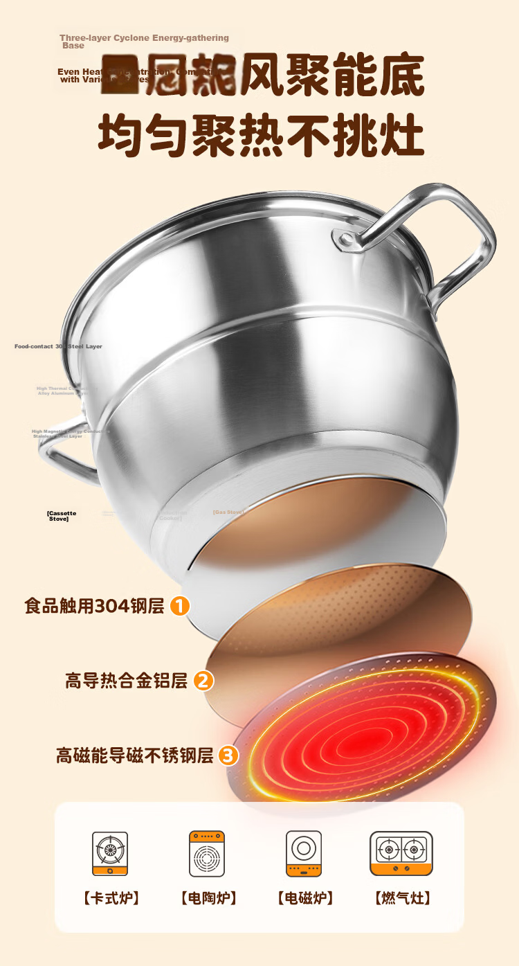 MAXCOOK Steamer Pot, 304 Stainless Steel 32cm Three-Layer Steamer, Thickened Base Soup Pot, Suitable for Gas And Induction Cookers MCZ866 9