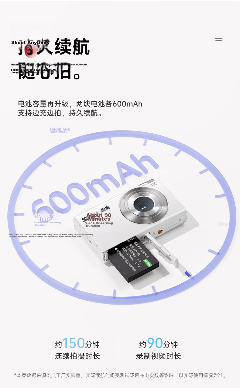 SONGDIAN Digital Camera Mini Card Camera HD Mirrorless CCD Campus Camera DC402 Star Black 16GB Memory Student Gift 12