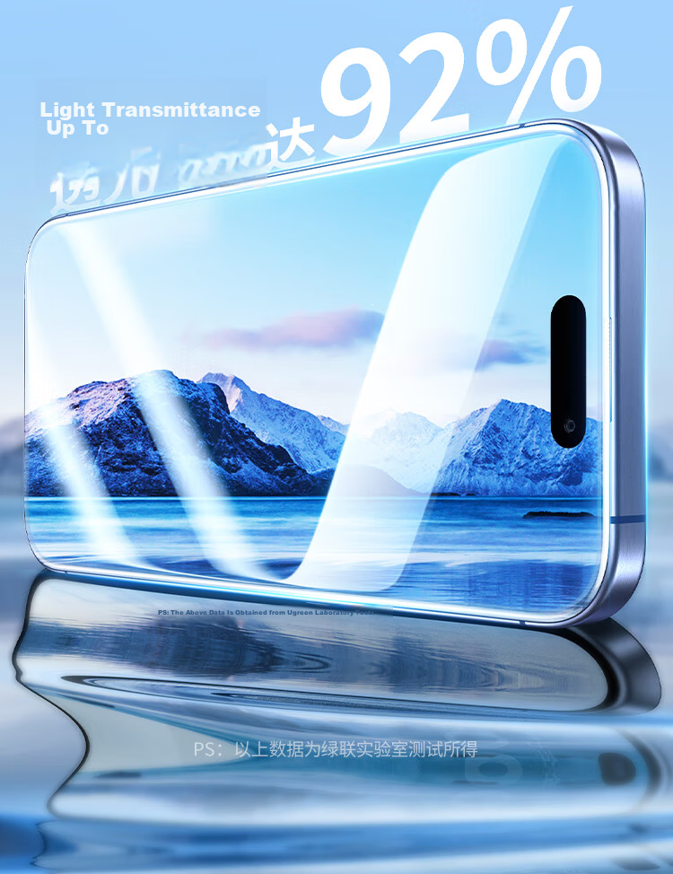UGREEN [No Black Border, No Screen Obstruction] Tempered Glass Screen Protector for iPhone 14 Plus, Compatible with iPhone 13 Pro Max, Borderless HD Anti-Fingerprint Shockproof Protective Film, 3-Pack 13