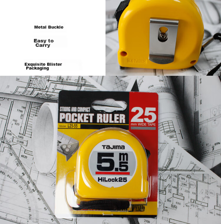 TAJIMA 5-Meter Steel Tape Measure, Box Ruler, Meter Ruler, Carpenter's Ruler, Metric, 16mm Wide, 1001-0287 4