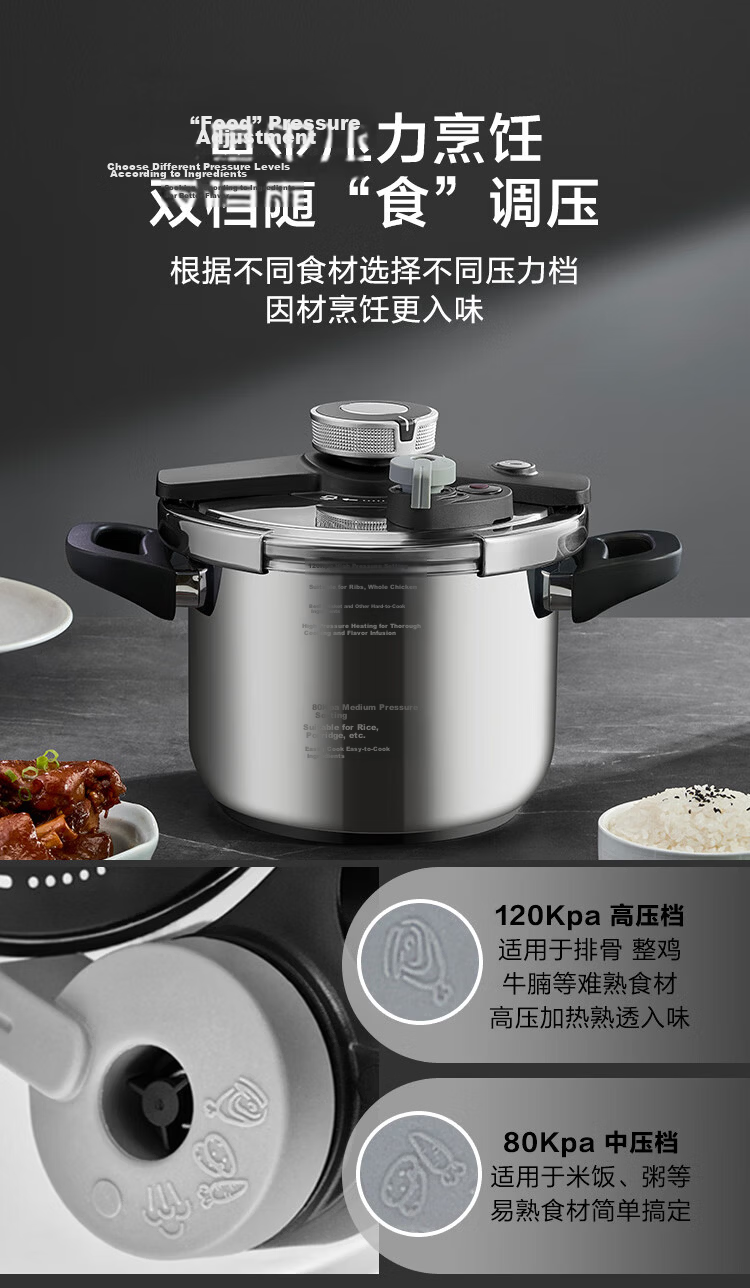 JD Jingzao Lucky Enamel Pressure Cooker 6.5L Gas and Induction Cooker Compatible Explosion-Proof Double Handle 22cm 12