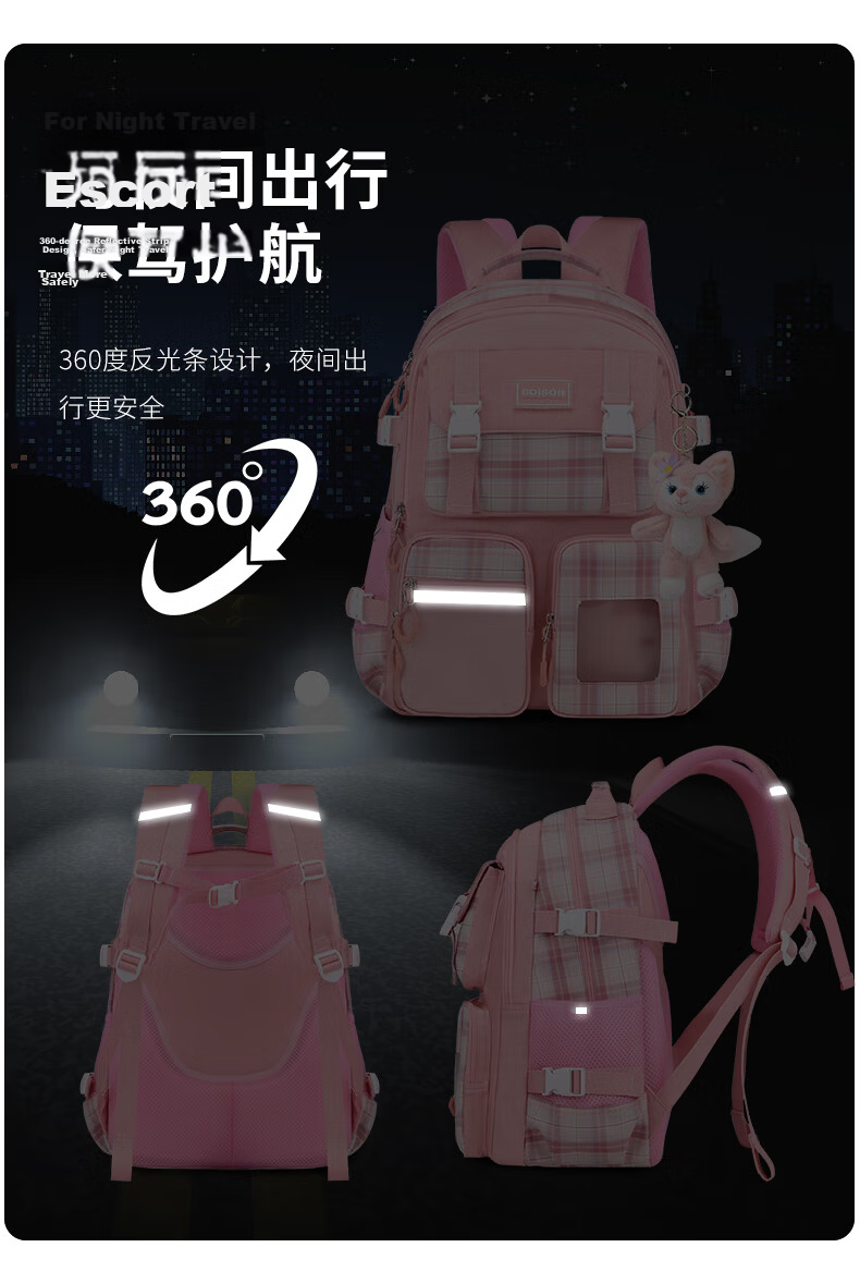 Edison Inventor Middle School Student Backpack, Dailu Elementary School Student Large Capacity Girls' Lightweight Double Shoulder Backpack, 2260-2, Purple Large Size 5