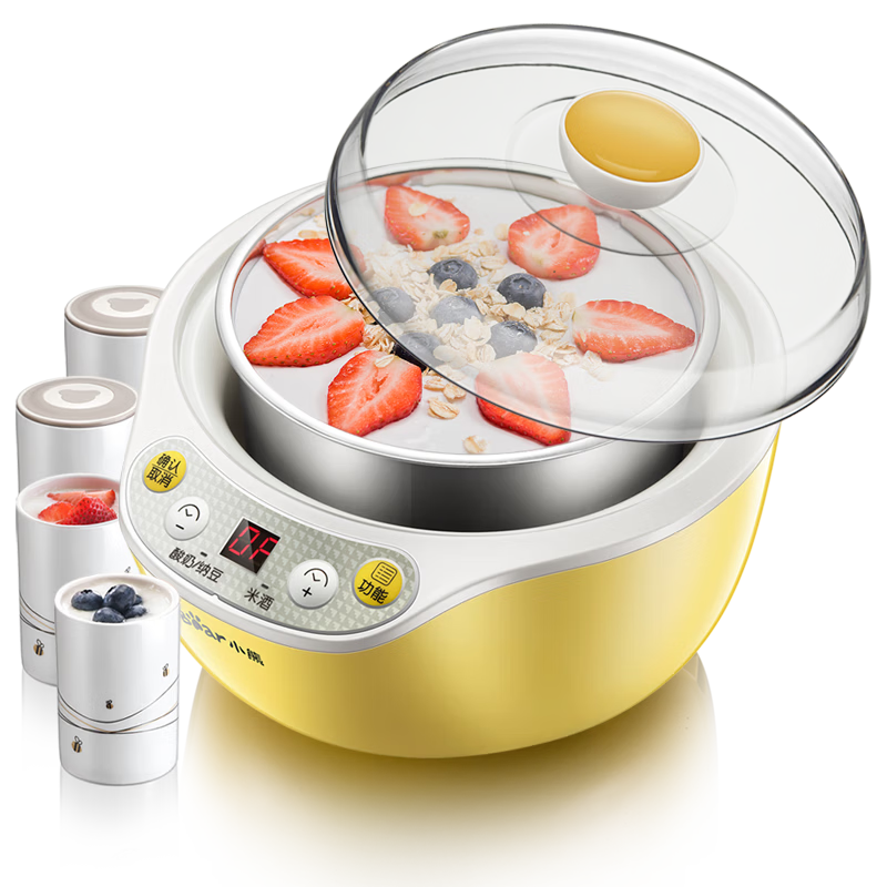 Bear Yogurt Maker Home Fully Automatic Large Capacity Divided Cup Rice Wine Yogurt Fermentation Natto Kimchi Machine SNJ-C10P2 (Light Green)