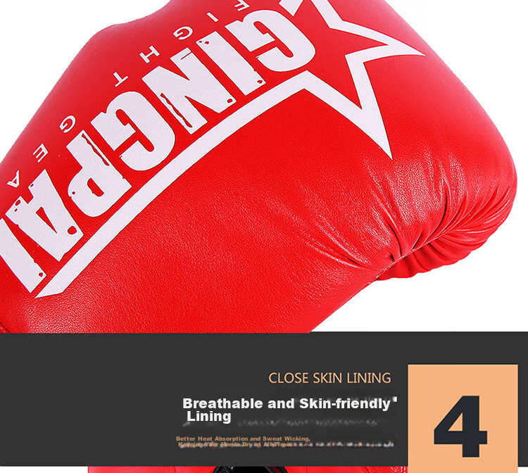 Jingpai Boxing Gloves for Adults And Children, Sanda Fighting Gloves for Men And Women, Breathable Practical Training Gloves for Punching Bag, Red, 6oz 8