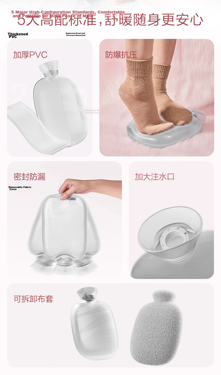 JD Original Warm Planet PVC Water Bag 1L, Hot Water Bottle, Hand Warmer, Belly Warmer, Water-Filled Bag 2