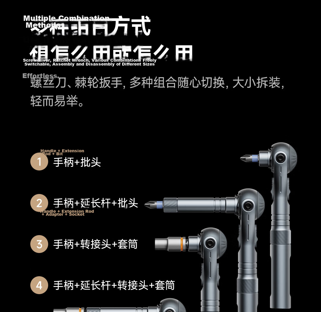 Duke Ratchet Screwdriver Set 40-in-1 Multi-Function Effort-Saving Wrench Alloy Steel Bits Phillips Hex Torx RS2 12