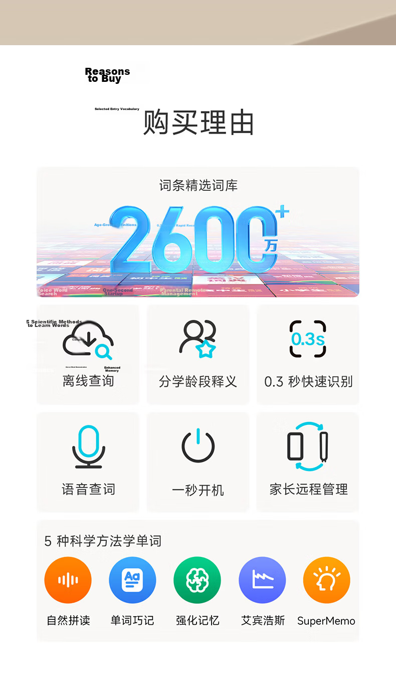 MIJIA Xiaomi Dictionary Pen C1 English Reading Pen, Large Vocabulary Database, Supports Offline Scanning, Voice Query, Age-Specific Definitions, Electronic Translation Device 2