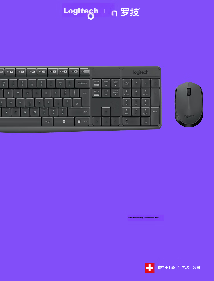 Logitech MK235 Wireless Keyboard and Mouse Combo Office Set Spill-Resistant Fingerprint-Resistant Full-Size with 2.4G Wireless Receiver Black 1