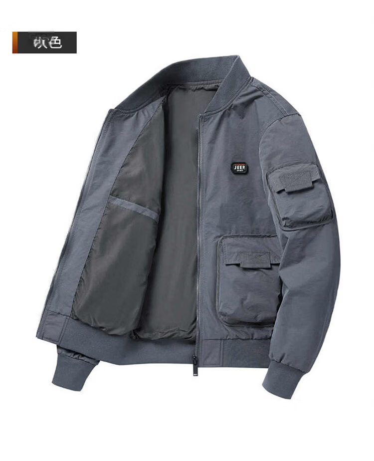 JEEP SPIRIT Men's Spring American-Style Baseball Collar Jacket, Army Green, Size L 11