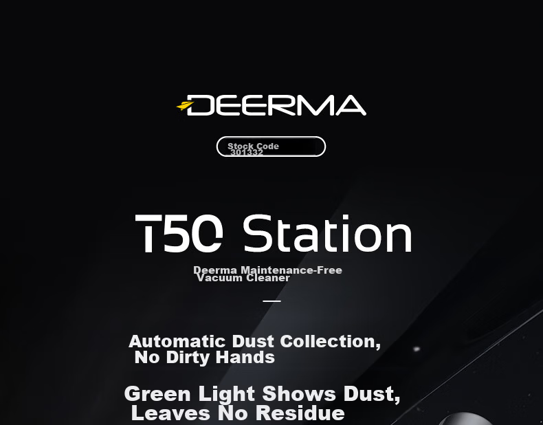 Deerma T50station Cordless Handheld Vacuum Cleaner with Self-Emptying Dustbin, 270AW Suction Power, 90-Minute Runtime, Anti-Tangle, 90-Day Maintenance-Free 5