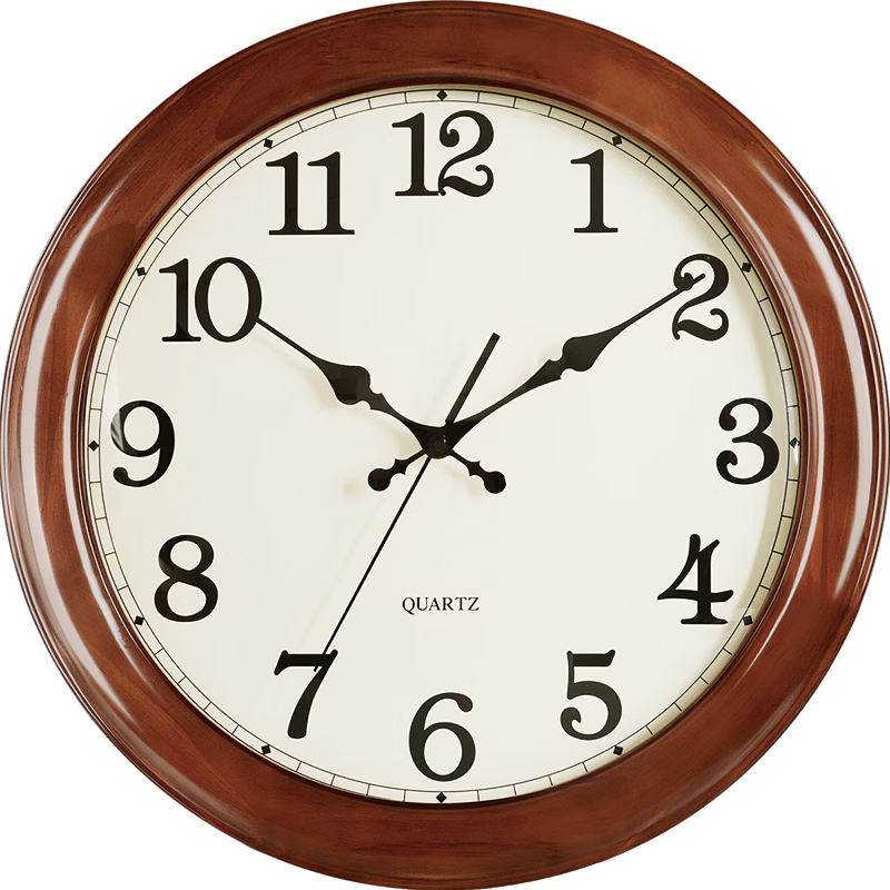 Hense Solid Wood Wall Clock Living Room Home Hanging Quartz Clock HW25 Brown 18 Inch 45cm