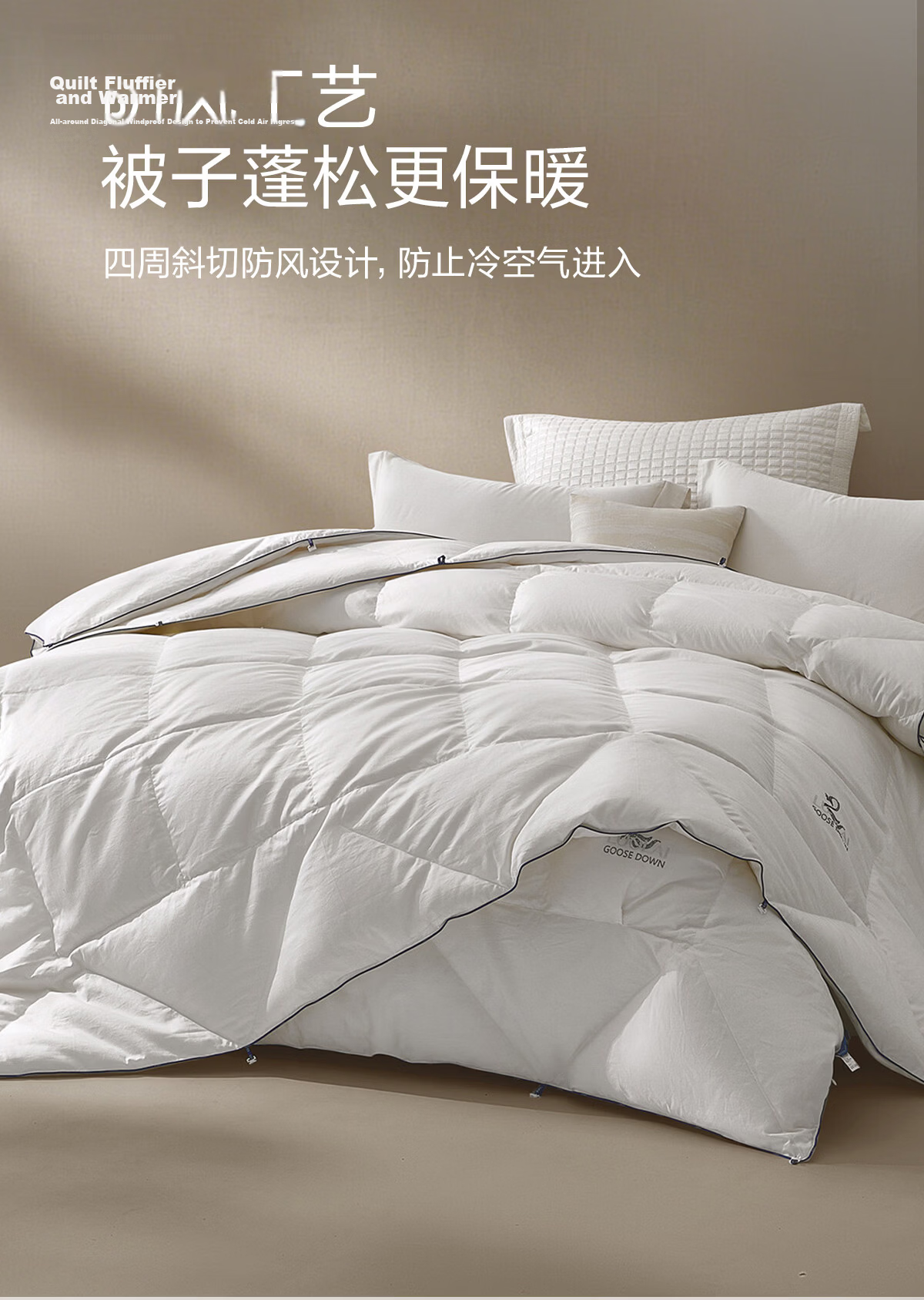 Luolai Home Textiles Down Quilt 100-Thread Count Cotton Class A White Goose Down Dual-Layer Quilt All-Season Filling 1kg 200*230cm 11