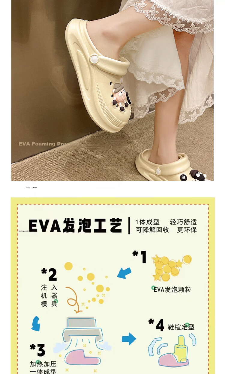 AILAIJIA Cute Thick Sole Clog Sandals for Women, Closed Toe Summer Outdoor Sandals, Off-White, Size 40-41 5