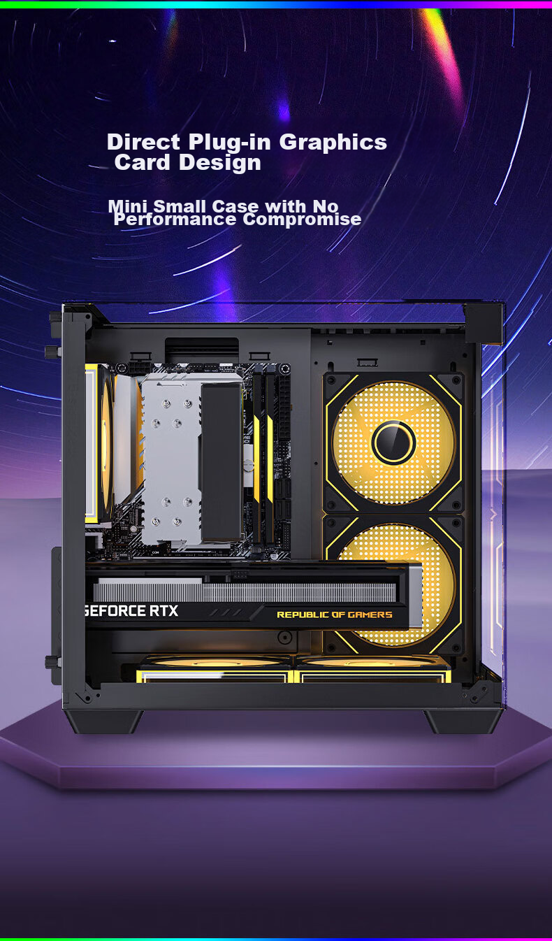 AOC CG392W White MATX Gaming Desktop Computer Case, Supports 360mm Water Cooling, No Pillar, 270° Panoramic View, 9 Fan Positions, Left And Right Compartment 4