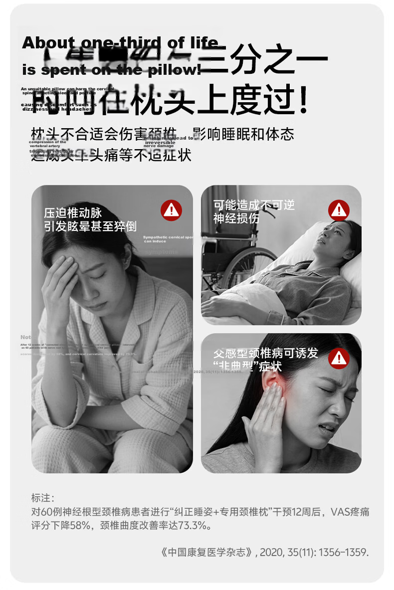 Mixiaoshu Low Pillow Neck Support for Adults And Students, Dual-Use for Prone And Supine Sleeping Positions, Fits Cervical Spine, Breathable Comfortable Memory Foam Pillow 3