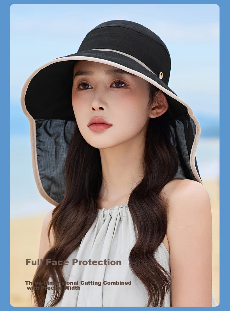 TUCANO Sun Protection Hat for Women, Detachable Visor Hat with Neck Guard, Outdoor Face-Covering UV-Resistant Hat for Summer Tea Picking 8