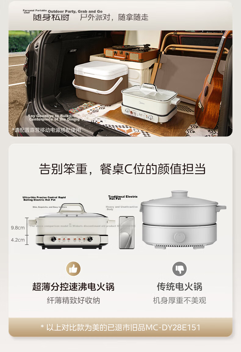 Midea Electric Hot Pot, Hot Pot-Specific Pot, Detachable Multifunctional Pot, Electric Cooking Pot, Shabu-Shabu Pot, Hot Pot Pot, Rapid Boiling, 8L Household Multipurpose Pot HGS382702 11