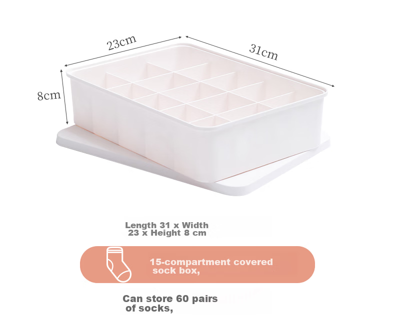 Baicaoyuan Underwear Storage Box Set - 3-Piece Multifunctional Organizer for Bras, Underwear, and Socks, White 12