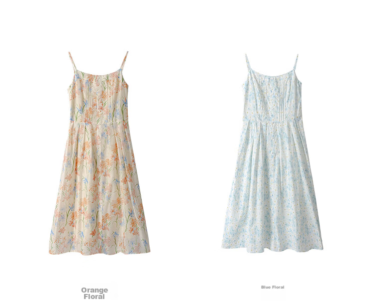 INMAN 100% Xinjiang Cotton Plant Print Camisole Dress 2026 Summer New Women's Dress Orange Flower Color XL 25