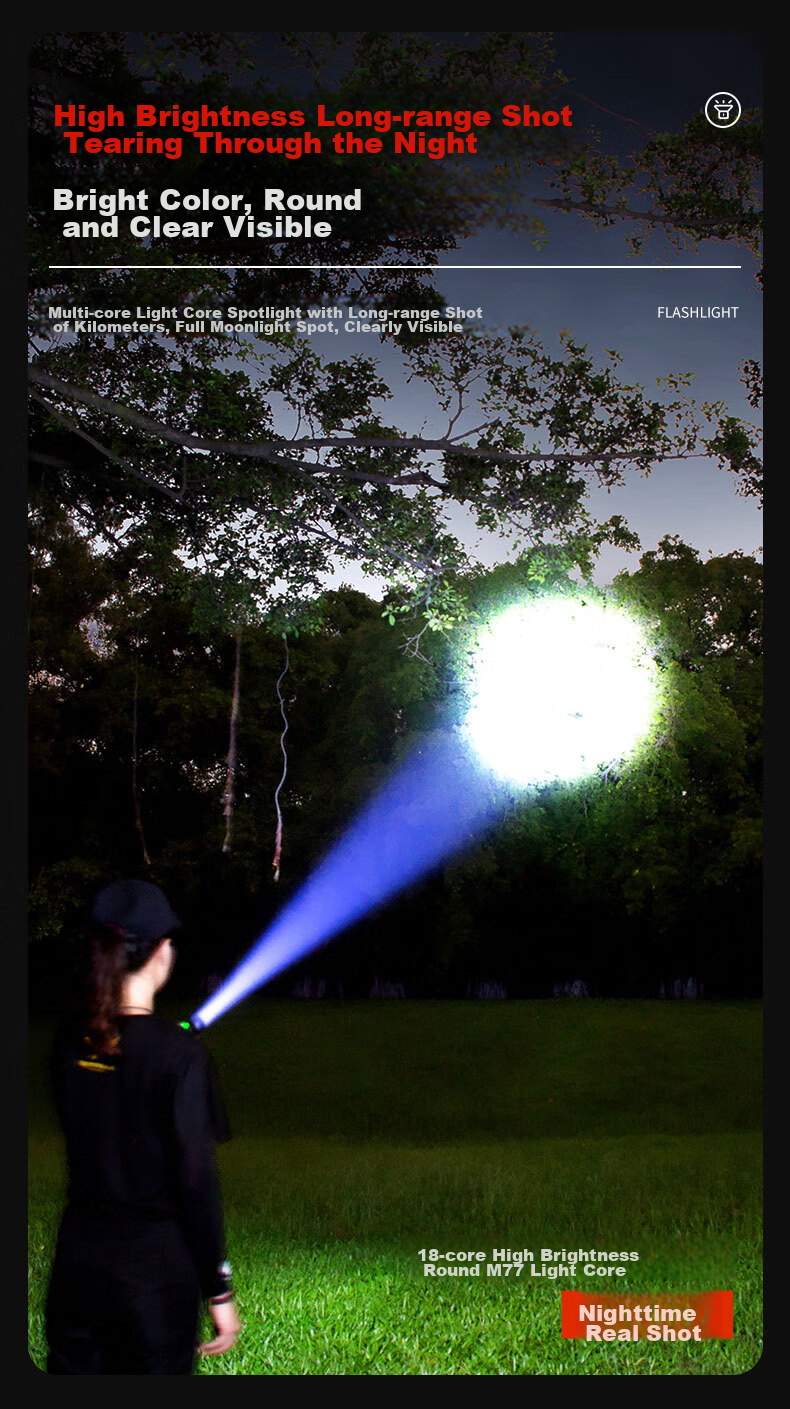 SkyFire Flashlight, High Brightness, Long Battery Life, Outdoor Survival, Ultra-Bright Laser, Outdoor And Home Use, Military-Grade, Compact Specialized Illumination Lamp 6