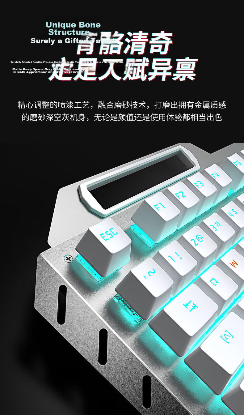 EWEADN TK900 Mechanical Keyboard And Mouse Set, Gaming Wired Desktop Computer Laptop Office Keyboard Mouse Headset Three-Piece Set with Functional Knob, 104 Keys, Blue Switches, PUBG Peripherals 3