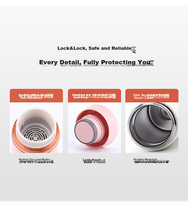 LOCK&LOCK Stainless Steel Insulated Mug for Couples And Students with Fite Rotating Lid Lightweight Cup 450ml White And Red LHC4131WR 5
