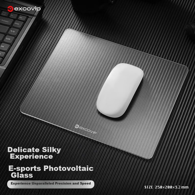 EXCO Glass Mouse Pad Gaming Professional SUPER Photovoltaic Hard Desk Mat Computer Office Laptop Medium Large 350*260mm 0263