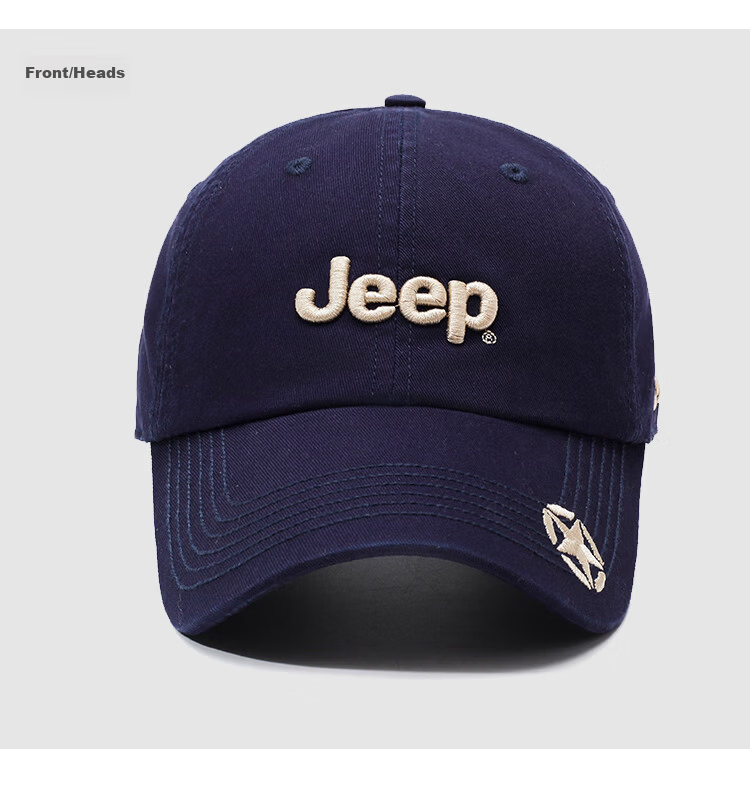 JEEP Men's Baseball Cap Four-Season Trendy Versatile Sunshade Hat Unisex Black 23