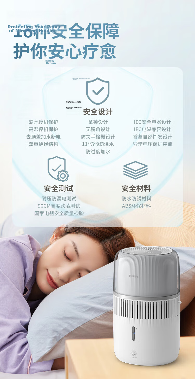 PHILIPS Humidifier for Home Bedroom, Mother And Baby Use, Quiet, Antibacterial, No Mist, Air Conditioner Humidifier, for Rhinitis, Pregnant Women, Infants, Desktop Large Capacity HU5710/13 Gift 14