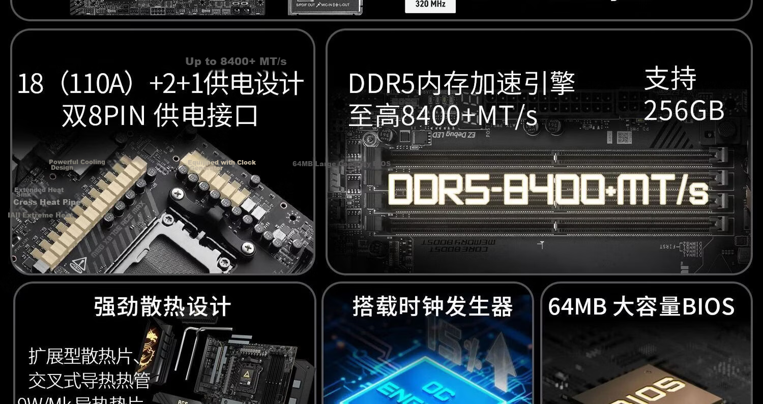 MSI MEG X870E ACE MAX War God Motherboard Compatible with CPU 9950X3D2/9800X3D/9850X3D (AMD X870E/AM5 Socket) 8